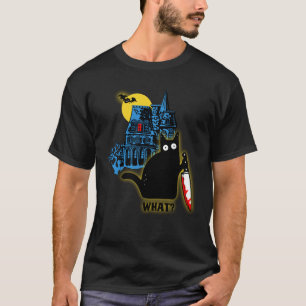 "Wat?" Kat met Bloody Knife T-shirt