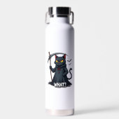 Wat Kat Zwarte Kat Halloween Enge Kat Boze Kat F Waterfles (Voorkant)