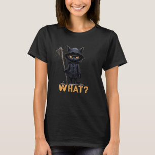Wat Kat Zwarte Kat Halloween Enge Kat Boze Kat V T-shirt