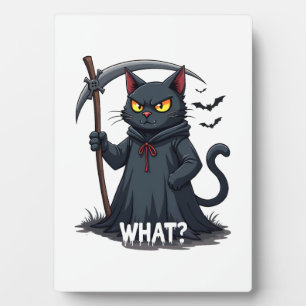 Wat Kat Zwarte Kat Halloween Verschrikkelijke Kat Fotoplaat