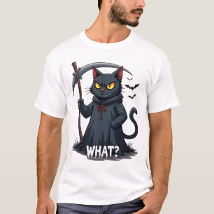 Wat Kat Zwarte Kat Halloween Verschrikkelijke Kat T-shirt