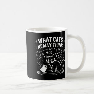 Wat katten echt denken funny kat meme fysica humor koffiemok