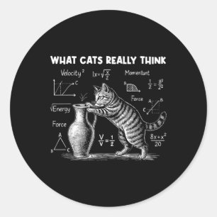 Wat katten echt grappig vinden Kattenfysica Wetens Ronde Sticker