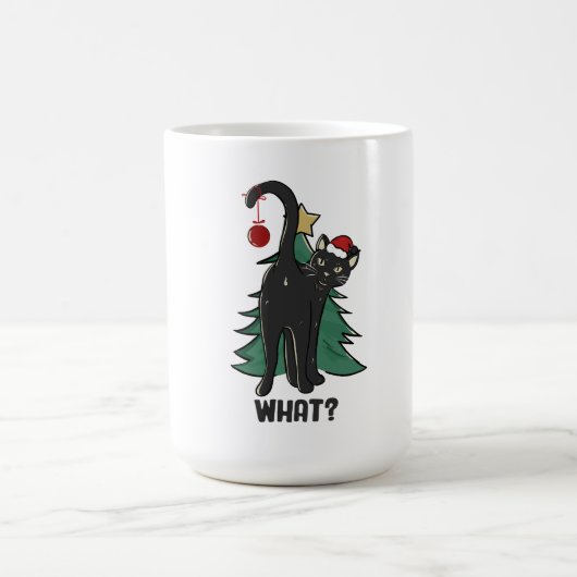 Wat? Kerstmis Black Cat vakantie ontwerp Koffiemok (Center)
