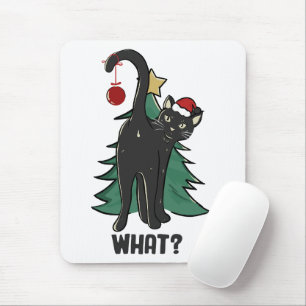 Wat? Kerstmis Black Cat vakantie ontwerp Muismat
