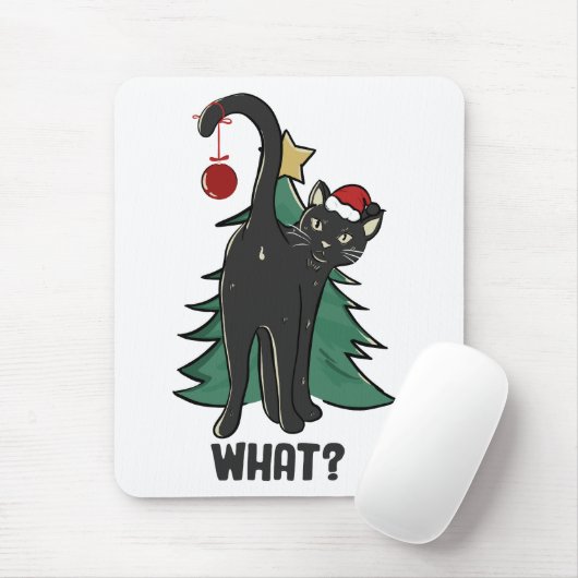 Wat? Kerstmis Black Cat vakantie ontwerp Muismat (Met muis)