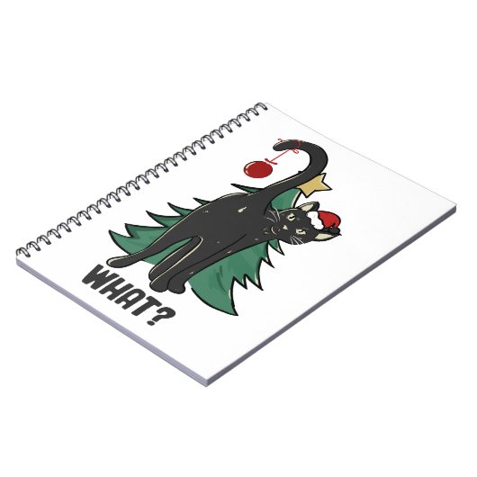 Wat? Kerstmis Black Cat vakantie ontwerp Notitieboek (Linkerzijde)