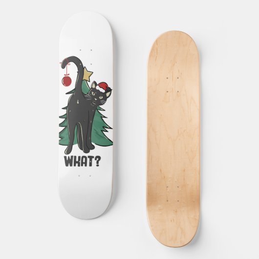 Wat? Kerstmis Black Cat vakantie ontwerp Persoonlijk Skateboard (Voorkant)