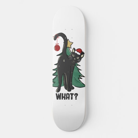 Wat? Kerstmis Black Cat vakantie ontwerp Persoonlijk Skateboard (Voorkant)