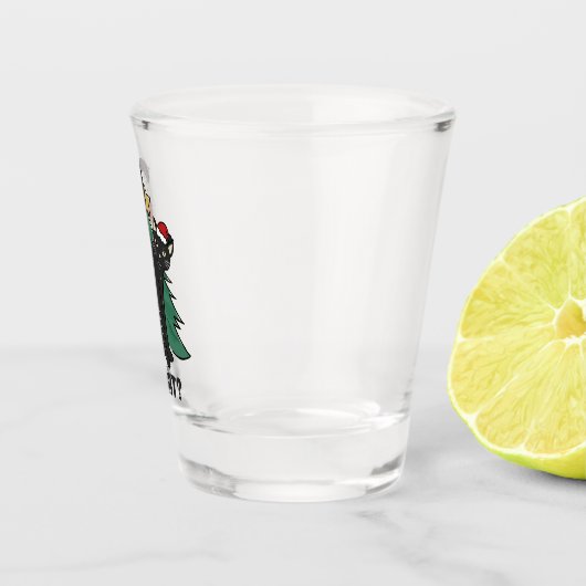 Wat? Kerstmis Black Cat vakantie ontwerp Shot Glas (Rechts)