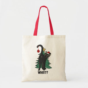 Wat? Kerstmis Black Cat vakantie ontwerp Tote Bag