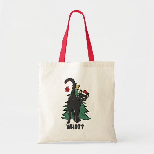 Wat? Kerstmis Black Cat vakantie ontwerp Tote Bag (Voorkant)