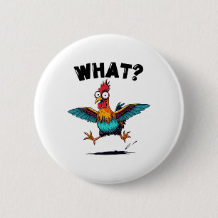 Wat Kleurrijke Bug Eyed Kip Cartoon Reactie Fu Ronde Button 5,7 Cm