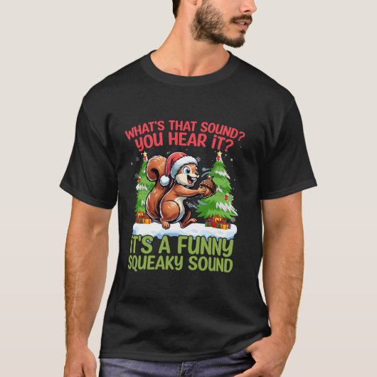 Wat klinkt dat Acorn Santa Hat Squirrel Tree Snow T-shirt (Voorkant)