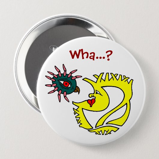 Wat...? Knoop Ronde Button 4,0 Cm (Voorkant /achterkant)