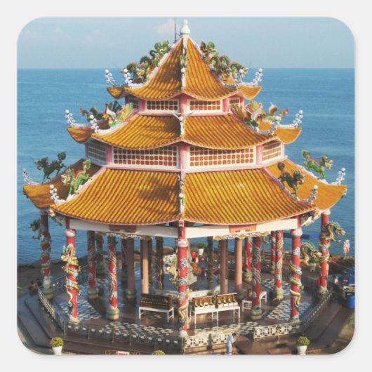 Wat Koh Loi ... Sriracha, Chonburi, Thailand Vierkante Sticker (Voorkant)