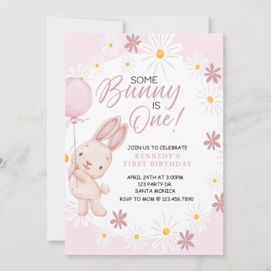 Wat konijn, eerste verjaardag, konijn, 1e verjaard kaart (Voorkant)