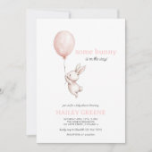 Wat konijn op de weg Roze Spring Girl Baby shower Kaart (Voorkant)