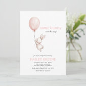 Wat konijn op de weg Roze Spring Girl Baby shower Kaart (Staand voorkant)