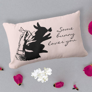 Wat Konijn Pun Fun Retro Vintage Pastel Roze Zwart Kussen