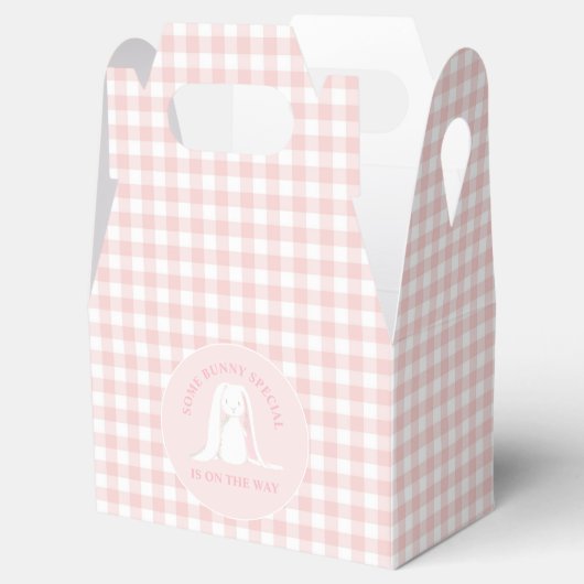Wat konijntje Baby shower roze gingham Bedankdoosjes (Geopend)