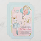 Wat konijntje Baby shower uitnodiging (Voorkant / Achterkant)