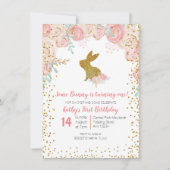 Wat konijntje bloemige verjaardagsuitnodiging kaart (Voorkant)