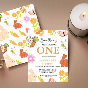 Wat konijntje draaien een konijntje 1e verjaardags kaart