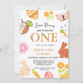 Wat konijntje draaien een konijntje 1e verjaardags kaart (Voorkant)