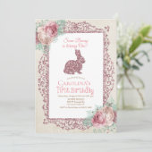 Wat konijntje eerste 1e verjaardag uitnodiging (Staand voorkant)