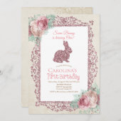 Wat konijntje eerste 1e verjaardag uitnodiging (Voorkant / Achterkant)