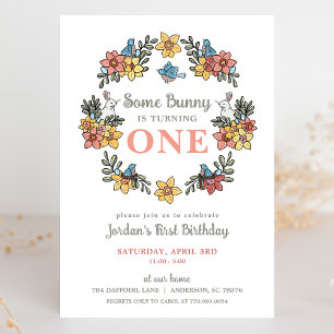 Wat konijntje Pasen Eerste Verjaardag Uitnodiging