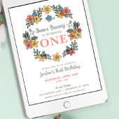 Wat konijntje Pasen Eerste Verjaardag Uitnodiging