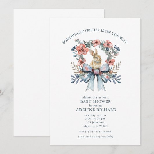 Wat konijntje speciale paasuitnodiging Baby shower Kaart (Voorkant / Achterkant)