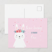 Wat konijntje verjaardag uitnodiging (Voorkant / Achterkant)