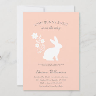 Wat konijntje zoet bloemig baby shower kaart