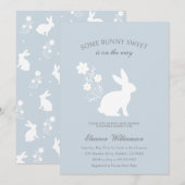 Wat konijntje zoet bloemig baby shower kaart (Voorkant / Achterkant)