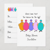 Wat kwam eerst de kip of het ei Babyfeestje Kaart (Voorkant / Achterkant)