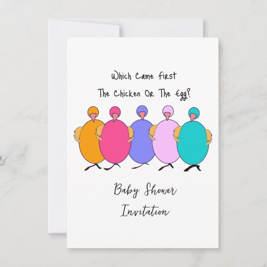 Wat kwam eerst: de kip of het ei BabyShower Kaart (Voorkant)