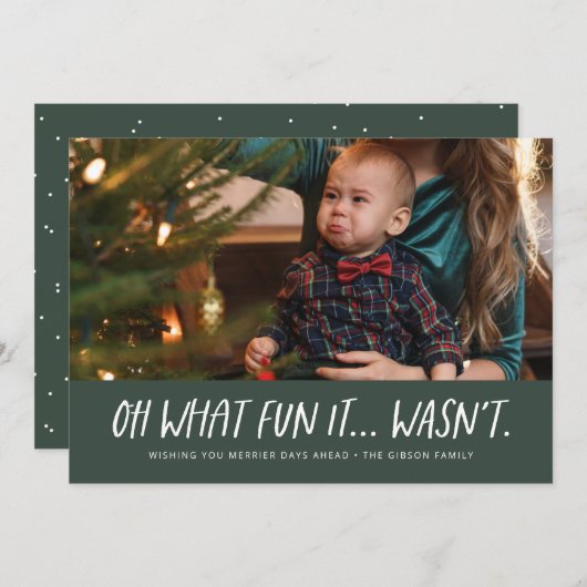 Wat leuk dat het niet grappig was met de groene ke feestdagenkaart (Voorkant / Achterkant)