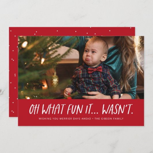Wat leuk dat het niet grappig was met kerstfoto feestdagenkaart (Voorkant / Achterkant)