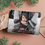 Wat leuk dat het niet grappig was met kerstfoto feestdagenkaart<br><div class="desc">Oh wat leuk was het niet. Een grappig en slim spel op de "oh wat leuk!" jingle bells lijn is perfect voor een zwaar jaar. Of u nu ziek, verlies of andere ontberingen hebt behandeld, met deze eenvoudige kerstkaart kunt u er op zijn minst een goed gevoel van humor over...</div>