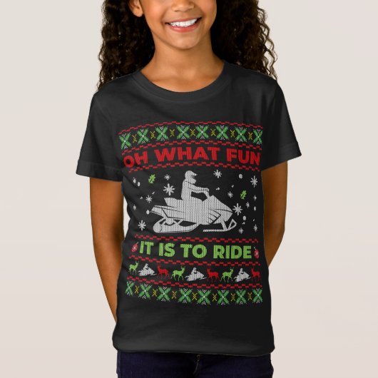 Wat leuk is het om de Snowmobile Ugly Christma te T-shirt (Voorkant)