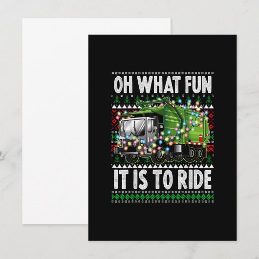Wat leuk is het om te rijden, grappige kerstvuilni kaart (Voorkant / Achterkant)