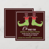 Wat leuk! Jolly Elf Holiday Party Uitnodiging (Voorkant / Achterkant)