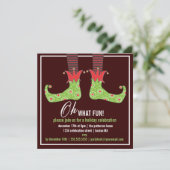 Wat leuk! Jolly Elf Holiday Party Uitnodiging (Staand voorkant)