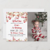 Wat leuk! Kerst Bloemen Verjaardagsfeestfoto Kaart (Voorkant)