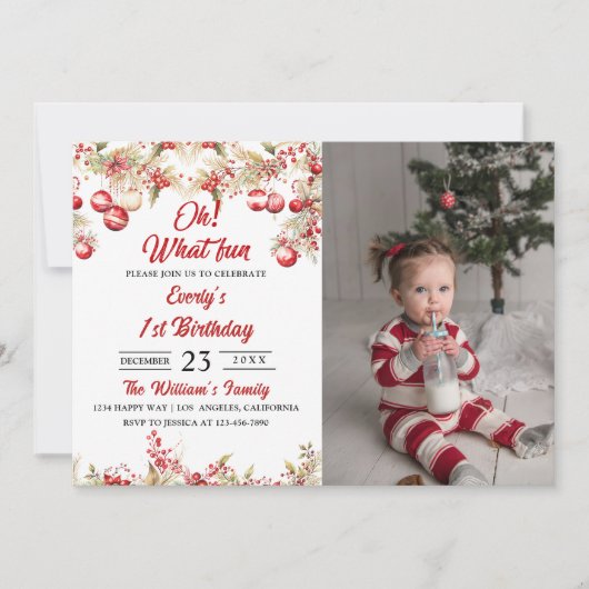 Wat leuk! Kerst Bloemen Verjaardagsfeestfoto Kaart (Voorkant)