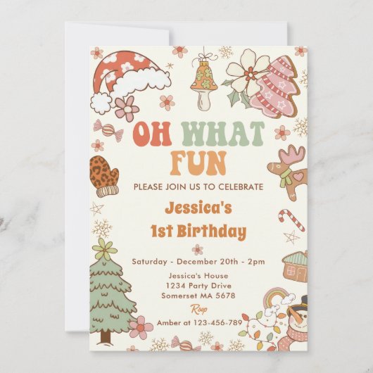 Wat leuk! Kerstkoekje 1e verjaardagsfeestje Kaart (Voorkant)