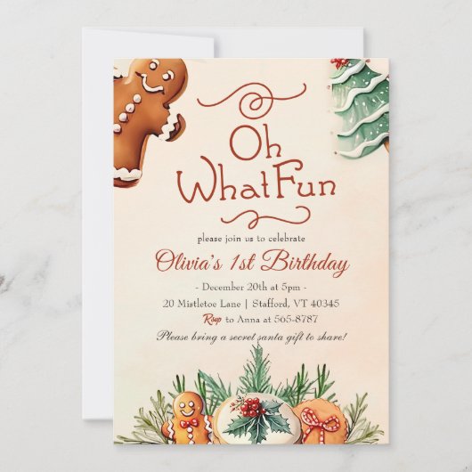 Wat leuk! Kerstkoekjes Verjaardagsfeest Kaart (Voorkant)